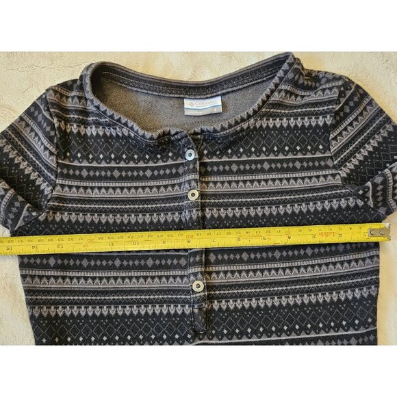 Columbia Womens Fair Isle Print Long Sleeve Henley Top Black Size S Small - Picture 9 of 11